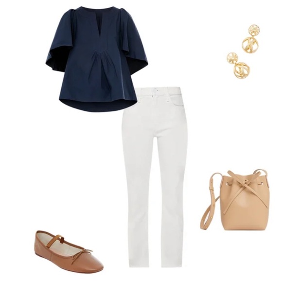 Tuckernuck PAMANDER PLACE Finley Navy Flutter sleeve top oversized - Picture 12 of 12